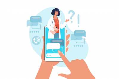 Telehealth nurse on a patient's phone