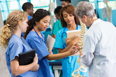 Nursing school students in a classroom