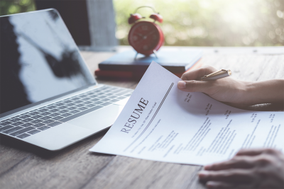 Nursing resume on a desk