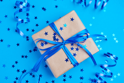 Wrapped holiday gift for a student
