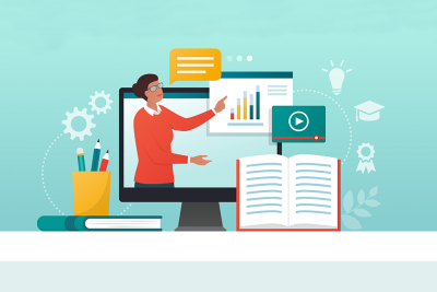 illustration of online nursing instructor teaching