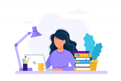 illustration of online nursing student