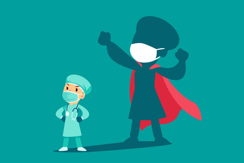 Claim Your Nursing Superpower and Elevate Your Career - a picture of a nurse with a superhero shadow